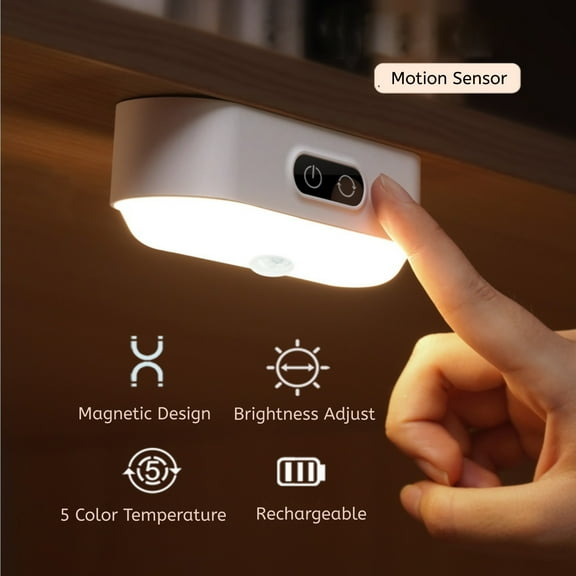 Magnetic Rechargeable LED Desk Light, Cordless Desk Lamp with Motion Sensor for Under Cabinet Closet Reading Working Office Bedroom Lighting