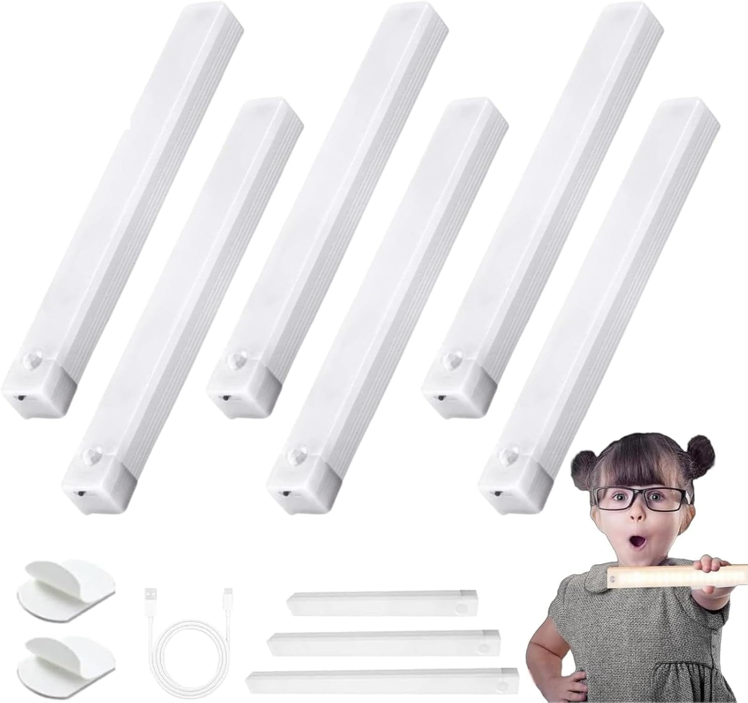 Magnetic Rechargeable LED Motion Sensor Lights – 3 Color Temperature Closet Lights, USB Stick-on Wireless Lights for Wardrobe, Cabinet, Stairs, Hallway