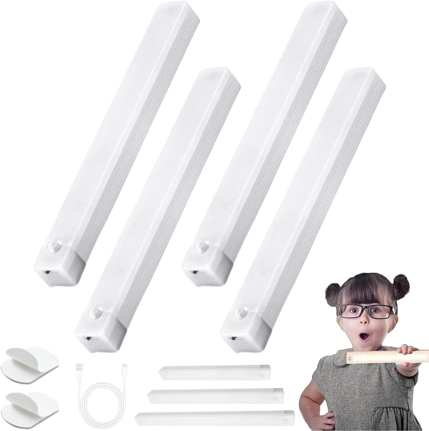 Magnetic Rechargeable LED Motion Sensor Lights – 3 Color Temperature Closet Lights, USB Stick-on Wireless Lights for Wardrobe, Cabinet, Stairs, Hallway