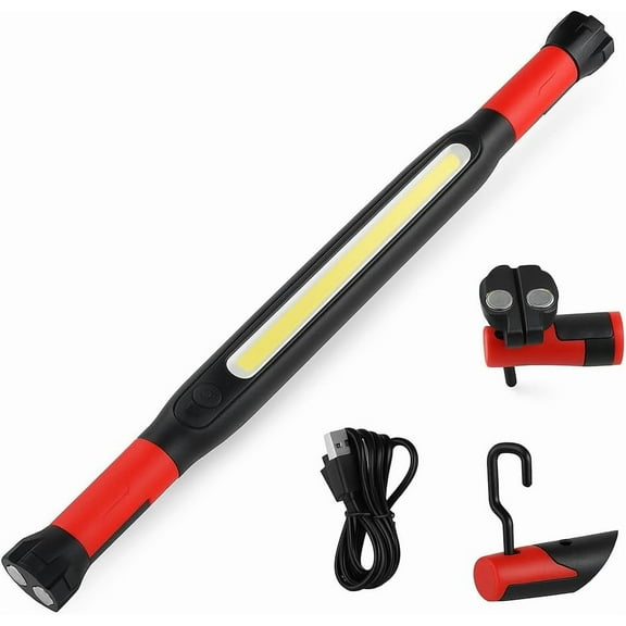 Magnetic Rechargeable LED Work Light Bar, Under Hood Mechanic Light for Car Repair, Garage, Shop & Detailing, Portable Cordless Trouble Light with Strong Magnet & Hanging Hook (1 Pack)