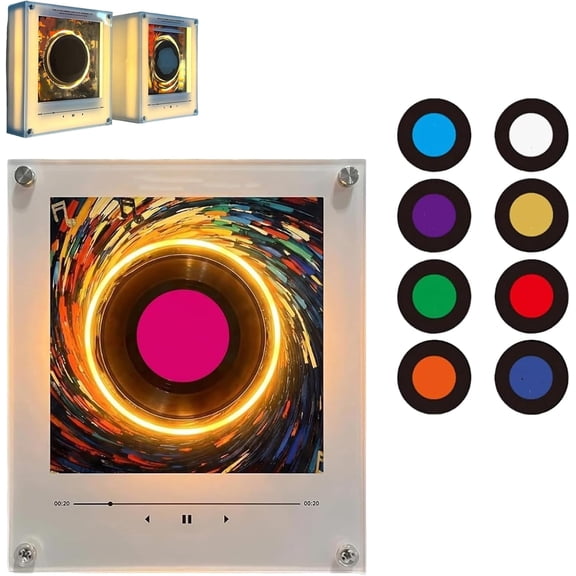 Magnetic Refrigerator,9 Pack Magnet NFC Induction Singing Speaker, Smart Programmable Sound Stickers, Rotating Vinyl Record Night Light, Music Fridge Magnets with Player Set