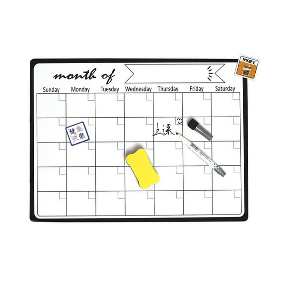 Magnetic Refrigerator Calendar Board With Dry Erase Surface, Monthly Weekly Planner For Home Office And School Organization, Includes 2 Markers And Eraser, 15.7X11.8 Inches