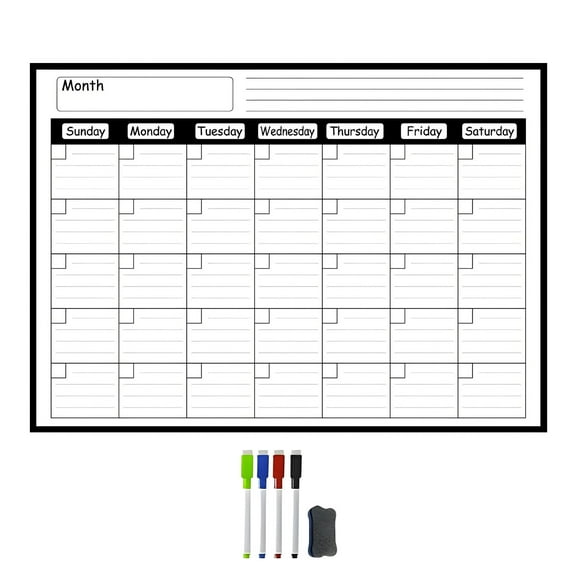 Magnetic Refrigerator Calendar With Whiteboard Surface And Markers Reusable Monthly Planner For Kitchen Organization