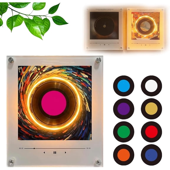 Magnetic Refrigerator Magnet NFC Induction Singing Speaker,NFC Magnetic Refrigerator Magnet Rotating Vinyl Record Night Light,9-Pack Smart Programmable Sound Stickers,Plays Your Favorite Song