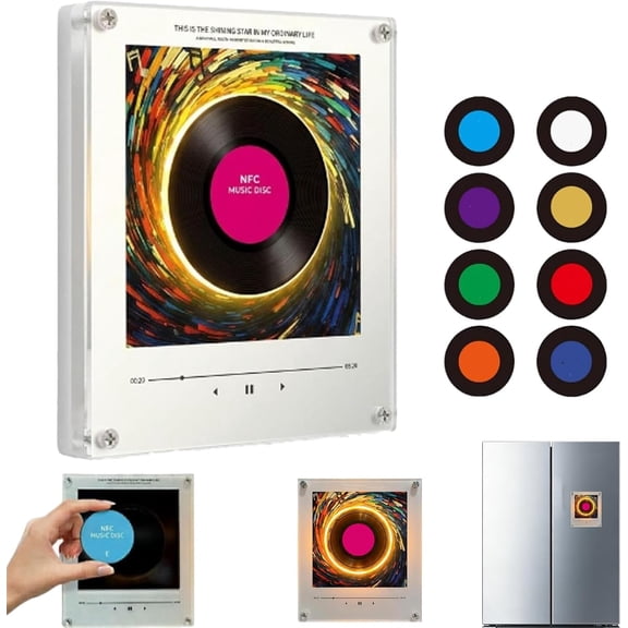 Magnetic Refrigerator Magnet NFC Induction Singing Speaker, Singing Fridge Magnet, Custom Music Fridge Magnets (9 Pack), Smart Programmable Sound Stickers, Plays Your Favorite Song (128MB)