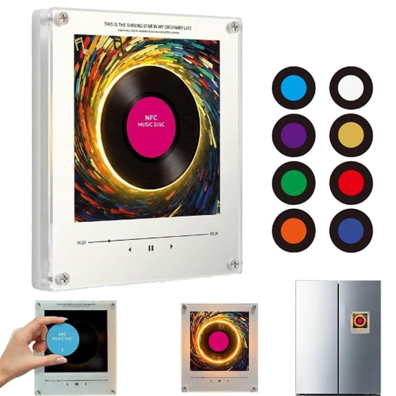 Magnetic Refrigerator Magnet NFC Induction Singing Speaker, Singing Fridge Magnet, Custom Music Fridge Magnets (9 Pack), Smart Programmable Sound Stickers, Plays Your Favorite Song (128MB)