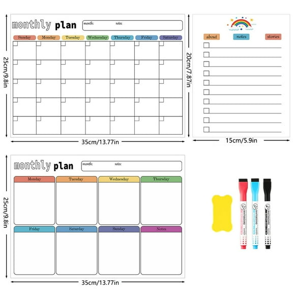 Magnetic Refrigerator Memo Board - Dry Erase Whiteboard for Kitchen, Home Office & Family Message Center, Including Marker and Eraser