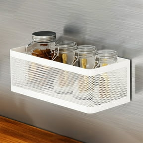 Magnetic Refrigerator Side Shelf Organizer Basket, Metal Fridge Storage Rack for Kitchen Spice Bottles, Condiments and Small Items