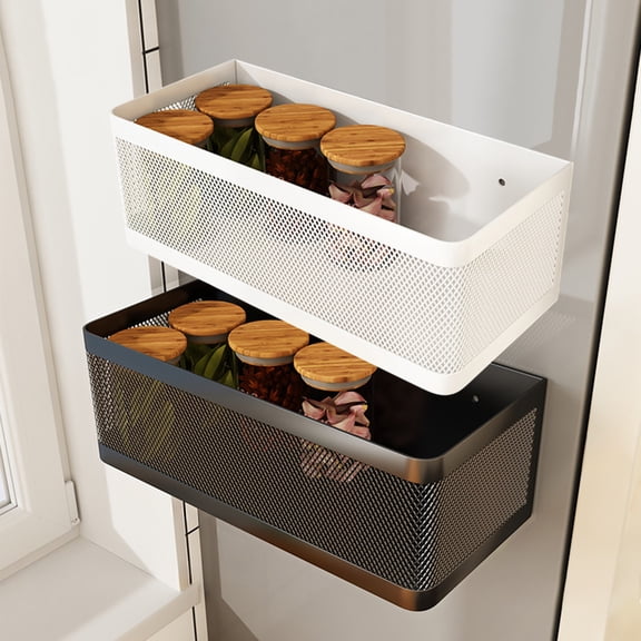 Magnetic Refrigerator Side Storage Shelf – Heavy Duty Metal Kitchen Organizer Rack for Spices, Condiments, Utensils and Small Bottles – Space Saving No-Drill Fridge Side Holder