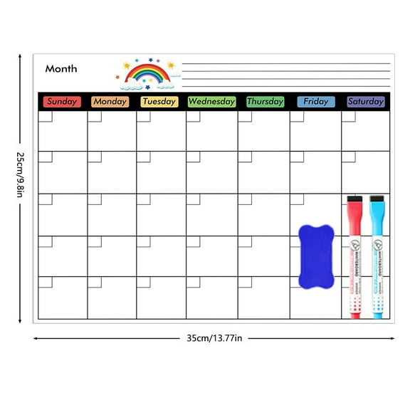 Magnetic Refrigerator Whiteboard - Reusable & Erasable Memo Board for Kitchen, Home Organization & Family Communication