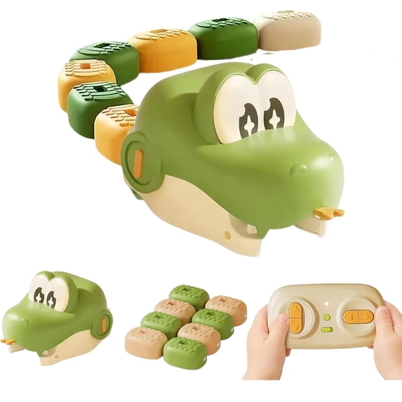Magnetic Remote Control Snake Game Toy, Light Up Hungry Snake Car with Sound, Fun Interactive Racing & Collecting Toy Gift for Boys&Girls (Green)