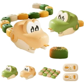 Magnetic Remote Control Snake Game Toy, Light Up Hungry Snake Car with Sound, Fun Interactive Racing & Collecting Toy Gift for Boys&Girls (Yellow)