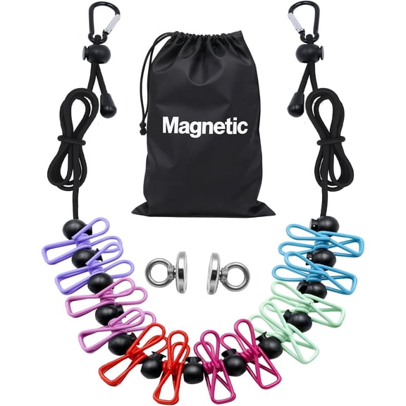 Magnetic Retractable Clothesline for Cruise Ship, 2026 Travel Clothesline with 12 Anti-Slip Clips & Waterproof Storage Bag, Portable Travel Laundry Line, Cruise Essentials for Cabin, Camping, RV