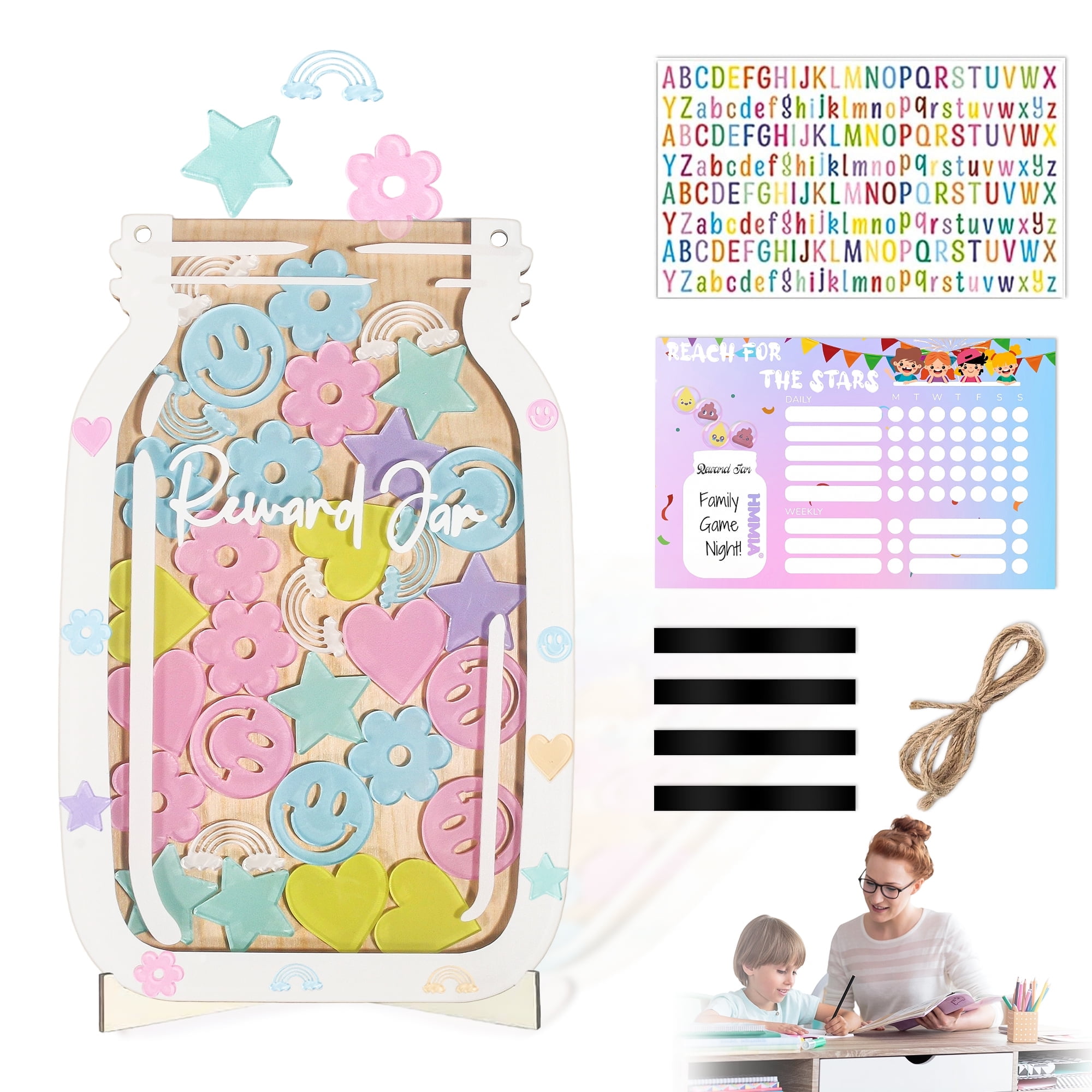 Magnetic Reward Jar for Kids, Star Jar Reward System with Colorful ...