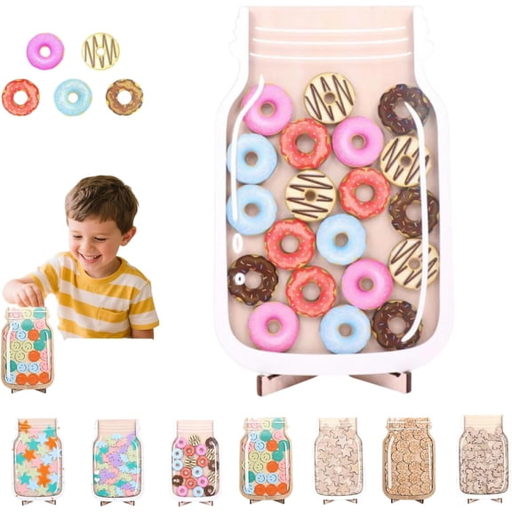 Magnetic Reward Jar Wooden Behavior Chart System with Star Tokens for Home Office Task Management Daily Prizes and Goal Tracking