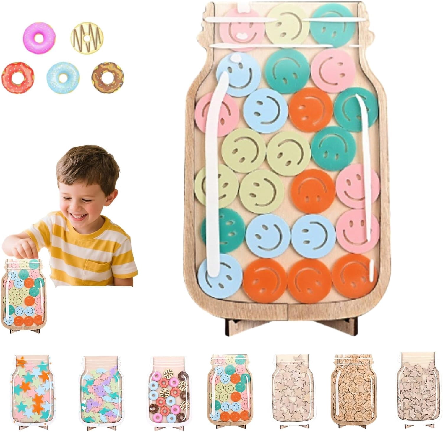 Magnetic Reward Jar Wooden Behavior Chart System with Star Tokens for ...