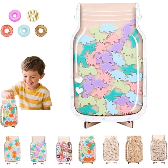 Magnetic Reward Jar Wooden Behavior Chart System with Star Tokens for Home Office Task Management Daily Prizes and Goal Tracking