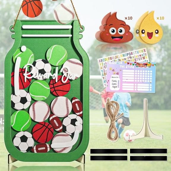 Magnetic Reward Jars Personalized Star Jar Reward System Potty Rewards Jars Classroom With Training Chart Incentive Rewards Jar Good Behavior Management Gift for Home School- Sport