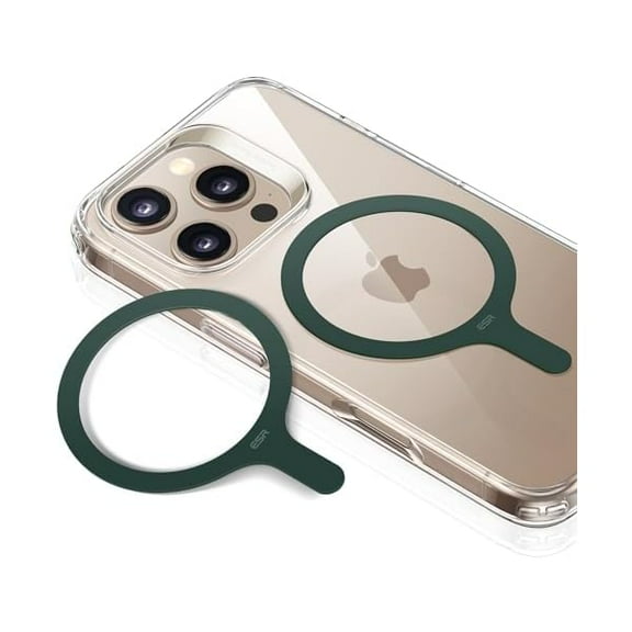 Magnetic Ring 360 (HaloLock), Compatible with MagSafe Ring, Universal Conversion Kit Compatible with MagSafe Sticker, for iPhone 16/16e/15/14/13/12/11, Galaxy S24/S23 and More, 2 Pack, Dark Green