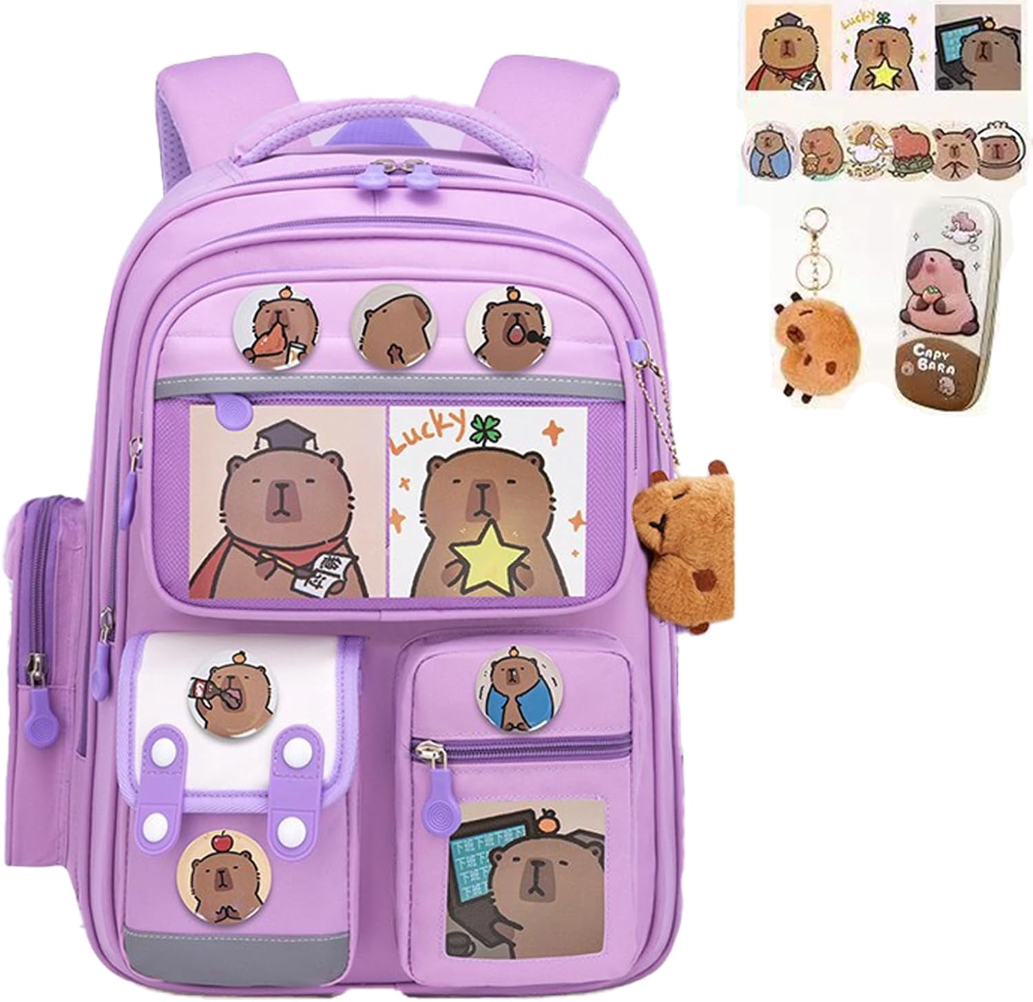 Capybara Backpack,Cute Kawaii Cartoon Backpack, Funny Kids Backpacks ...