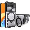 thumbnail image 1 of Magnetic Ring Bracket Sliding Window Phone Case for Google Pixel 8/8 Pro 5G, Lens Protection  Shell, Shockproof Stand Back Cover, 1 of 7