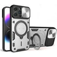 thumbnail image 1 of Magnetic Ring Bracket Sliding Window Phone Case for iPhone 12 13 / Pro/Pro Max, Lens Protection  Shell, Shockproof Stand Back Cover Silver, 1 of 8