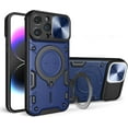 thumbnail image 1 of Magnetic Ring Bracket Sliding Window Phone Case for iPhone 14 15 / Pro/Plus/Pro Max, Lens Protection  Shell, Shockproof Stand Back Cover Blue, 1 of 7