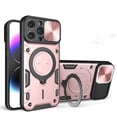 thumbnail image 1 of Magnetic Ring Bracket Sliding Window Phone Case for iPhone 14 15 / Pro/Plus/Pro Max, Lens Protection  Shell, Shockproof Stand Back Cover Pink, 1 of 8