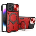 thumbnail image 1 of Magnetic Ring Bracket Sliding Window Phone Case for iPhone 14 15 / Pro/Plus/Pro Max, Lens Protection  Shell, Shockproof Stand Back Cover Red, 1 of 8