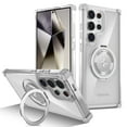 thumbnail image 1 of Magnetic Ring Case for Samsung Galaxy S22 Ultra, Built-in Metal Stand and 360掳 Rotation Ring Holder Compatible with MagSafe, Crystal Clear Military Grade Protection Cover for Galaxy S22 Ultra, Clear, 1 of 10