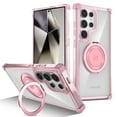 thumbnail image 1 of Magnetic Ring Case for Samsung Galaxy S22 Ultra, Built-in Metal Stand and 360° Rotation Ring Holder Compatible with MagSafe, Crystal Clear Military Grade Protection Cover for Galaxy S22 Ultra, Pink, 1 of 11