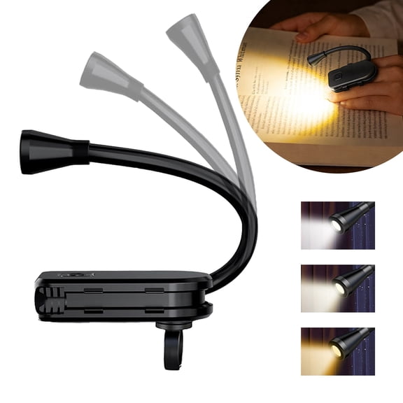 Magnetic Ring Reading Light, Rechargeable Book Light with 3 Color Modes & Stepless Dimming for Reading at Night, 360 Adjustable Finger Ring Light for Night Lighting, 8-hour Battery Life, Black