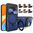 thumbnail image 1 of Magnetic Ring Stand Case for Google Pixel 8 Pro Case with Camera Lens Sliding Cover, Compatible with Car Mount Holder, Hybrid Rugged Military Grade Shockproof Lens Protection Case, Blue, 1 of 9
