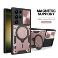 thumbnail image 1 of Magnetic Ring Stand Case for Samsung Galaxy S21 Case with Camera Lens Sliding Cover, Compatible with Car Mount Holder, Hybrid Rugged Military Grade Shockproof Lens Protection Case, Pink, 1 of 11