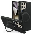 thumbnail image 1 of Magnetic Ring Stand Case for Samsung Galaxy S25 Ultra, with 360°Rotatable Ring Holder, Compatible with Mag-Safe, Business PU Leather Slim Shockproof Cover for Samsung Galaxy S25 Ultra, Black, 1 of 11