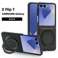 thumbnail image 1 of Magnetic Ring Stand Case for Samsung Galaxy Z Flip 7, with 360°Rotatable Ring Holder, Compatible with Mag-Safe, Business PU Leather Slim Shockproof Cover for Samsung Galaxy Z Flip 7, Black, 1 of 4