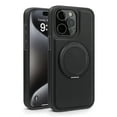 thumbnail image 1 of Magnetic Ring Stand Case for iPhone 12 Pro Max, with 360°Rotatable Ring Holder, Compatible with MagSafe Chagring, Business PU Leather Slim Shockproof Cover for iPhone 12 Pro Max, Black, 1 of 11