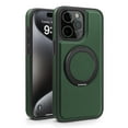 thumbnail image 1 of Magnetic Ring Stand Case for iPhone 16 Pro, with 360°Rotatable Ring Holder, Compatible with Mag-Safe Chagring, Business PU Leather Slim Shockproof Cover for iPhone 16 Pro, Darkgreen, 1 of 11