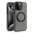 thumbnail image 1 of Magnetic Ring Stand Case for iPhone 16 Pro, with 360°Rotatable Ring Holder, Compatible with Mag-Safe Chagring, Business PU Leather Slim Shockproof Cover for iPhone 16 Pro, Gray, 1 of 11