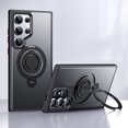 thumbnail image 1 of Magnetic Ring Stand for Samsung Galaxy S24 Case, Silicone Finger Ring Grip Stand Holder, Military Grade Drop Tested, Compatible with MagSafe, Built in Kickstand, Soft Edge Anti-Fingerprint,Black, 1 of 9