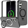 thumbnail image 1 of Magnetic Ring Stand for Samsung Galaxy S25 2 In 1 Case, 360° Full Body Protection Built-in Screen Protector Hard Matte Clear Back Shockproof Bumper Cover for Samsung Galaxy S25 - Black, 1 of 6