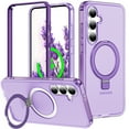 thumbnail image 1 of Magnetic Ring Stand for Samsung Galaxy S25 Plus 2 In 1 Case, 360° Full Body Protection Built-in Screen Protector Hard Matte Clear Back Shockproof Bumper Cover for Samsung Galaxy S25 Plus - Purple, 1 of 6