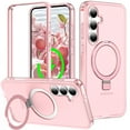 thumbnail image 1 of Magnetic Ring Stand for Samsung Galaxy S25 Plus 2 In 1 Case, 360° Full Body Protection Built-in Screen Protector Hard Matte Clear Back Shockproof Bumper Cover for Samsung Galaxy S25 Plus - Pink, 1 of 6