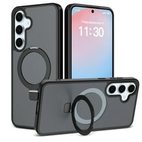 Magnetic Ring Stand for Samsung Galaxy S25 Plus Case, Military Drop Protection, Compatible with MagSafe, Luxury Anti-Scratch Matte Translucent Shockproof Case for Galaxy S25 Plus, Black