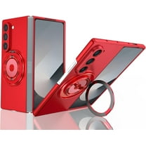 Magnetic Ring Stand for Samsung Galaxy Z Fold 6 Case [Compatible with Mag-Safe] Military Grade Shockproof Z Fold 6 Phone Case Kickstand Protective Cover for Samsung Z Fold 6 5G (Red)