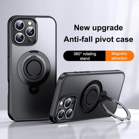 Magnetic Ring Stand for iPhone 14 Case, Silicone Finger Ring Grip Stand Holder, Military Grade Drop Tested, Compatible with MagSafe, Built in Kickstand, Soft Edge Anti-Fingerprint, Black