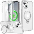 thumbnail image 1 of Magnetic Ring Stand for iPhone 15 2 In 1 Case, 360° Full Body Protection Built-in Screen Protector Hard Matte Clear Back Shockproof Bumper Cover for iPhone 15 - Clear, 1 of 6