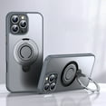 thumbnail image 1 of Magnetic Ring Stand for iPhone 15 Case, Silicone Finger Ring Grip Stand Holder, Military Grade Drop Tested, Compatible with MagSafe, Built in Kickstand, Soft Edge Anti-Fingerprint, Gray, 1 of 10