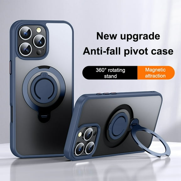 Magnetic Ring Stand for iPhone 16 Case, Silicone Finger Ring Grip Stand Holder, Military Grade Drop Tested, Compatible with MagSafe, Built in Kickstand, Soft Edge Anti-Fingerprint, Blue