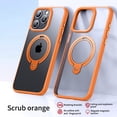 thumbnail image 1 of Magnetic Ring for iPhone 12 Pro / iPhone 12 6.1" Case with Kickstand, Double Ring Cover MagSafe Compatible, Shockproof Military Grade Drop Protection Slim Transparent Matte Cover, Orange, 1 of 6